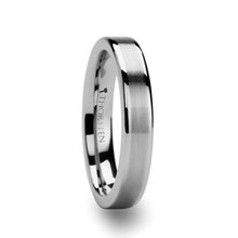 Load image into Gallery viewer, Pipe Cut Brushed Center Tungsten Ring with Polished Edges