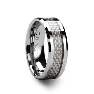 White Carbon Fiber Tungsten Engagement Ring