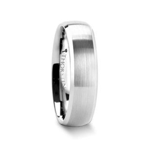 Round Satin Tungsten Ring with Polished Bevel Edge