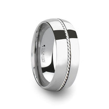 Load image into Gallery viewer, Rope Twisted Center Silver Inlaid Tungsten Ring