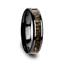 Load image into Gallery viewer, Black Ceramic Band with Dinosaur Bone Inlay