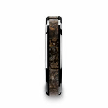 Load image into Gallery viewer, Black Ceramic Band with Dinosaur Bone Inlay