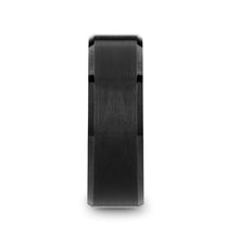 Load image into Gallery viewer, Flat Brushed Black Ceramic Ring with Polished Blue Underside