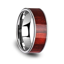 Load image into Gallery viewer, Brazilian Rose Wood Inlay Flat Tungsten Ring
