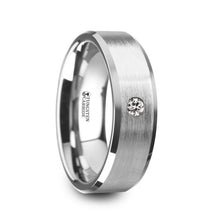 Load image into Gallery viewer, Diamond Tungsten Carbide Wedding Band with Satin Finish