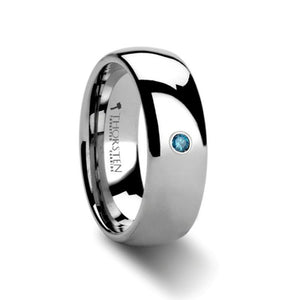 Blue Diamond Tungsten Carbide Wedding Ring