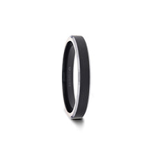 Load image into Gallery viewer, Black Tungsten Ring with Polished Silver Edges
