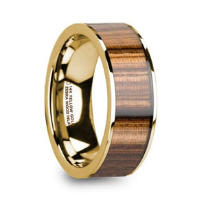Zebra Wood 14K Yellow Gold Polished Wedding Ring