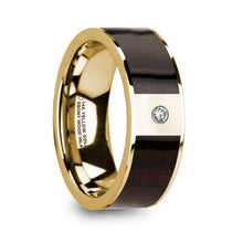 Load image into Gallery viewer, Exotic Ebony Wood 14K Yellow Gold Wedding Band with Diamond