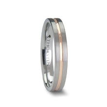 Load image into Gallery viewer, Rose Gold Grooved Center Tungsten Ring for Women