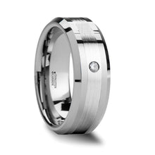 Load image into Gallery viewer, Tungsten Carbide Diamond Ring with Palladium Inlay, Beveled