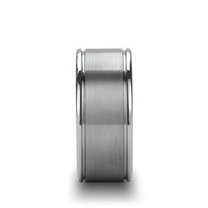 Dual Grooved Brushed Tungsten Band