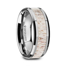 Load image into Gallery viewer, Real Harvested Deer Antler Inlay Tungsten Carbide Ring, Beveled