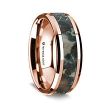 Load image into Gallery viewer, Real Dinosaur Coprolite Inlay Rose Gold Men&#39;s Ring, 14K, Beveled