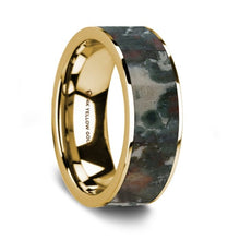 Load image into Gallery viewer, Real Dinosaur Fossil Coprolite 14K Yellow Gold Ring, Flat