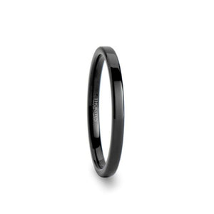 Black Flat Cut Tungsten Carbide Ring