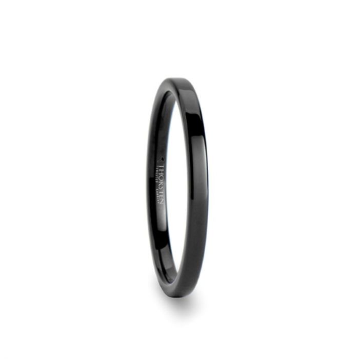 Black Flat Cut Tungsten Carbide Ring