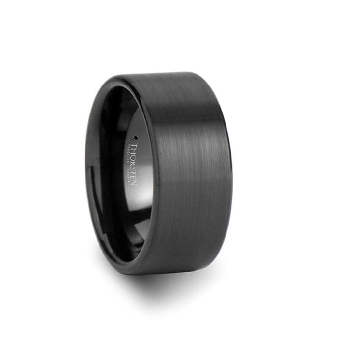 Flat Cut Matte Black Tungsten Carbide Ring