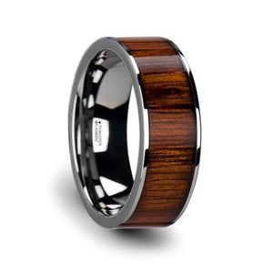 Hawaiian Koa Wood Inlay Tungsten Carbide Wedding Band