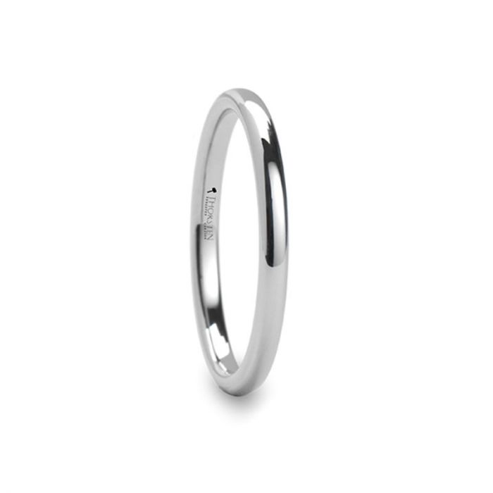 Rounded White Tungsten Wedding Band