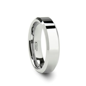 White Tungsten Wedding Band with Polished Finish