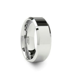White Tungsten Wedding Band with Polished Finish