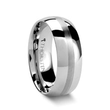 Load image into Gallery viewer, Polished Tungsten Wedding Band with Satin Stripe