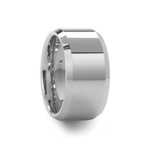 Polished White Tungsten Bevel Edged Ring