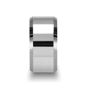 Polished White Tungsten Bevel Edged Ring