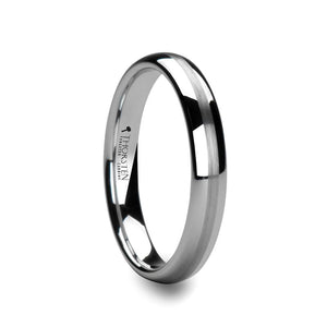 Domed Tungsten Carbide Ring with Brushed Stripe