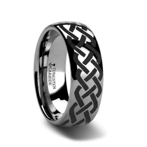 Celtic Knot Engraved Domed Tungsten Ring