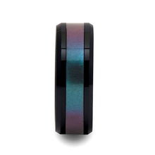 Load image into Gallery viewer, Black Ceramic Band with Blue Purple Inlay
