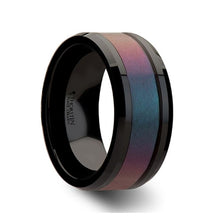 Load image into Gallery viewer, Black Ceramic Band with Blue Purple Inlay