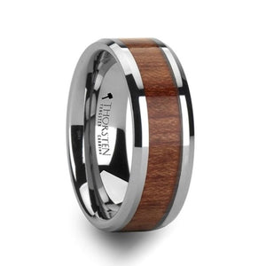 Tungsten Ring with Rosewood Inlay and Bevel Edge
