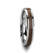 Load image into Gallery viewer, Tungsten Ring with Black Walnut Wood Inlay