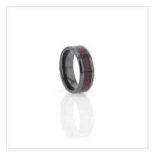 Load image into Gallery viewer, Redwood Inlay Black Ceramic Ring