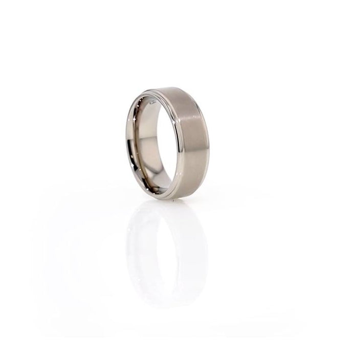 Titanium Ring with Raised Center, Brushed, Polished Edges