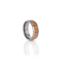 Load image into Gallery viewer, Red Oak Wood Inlay Tungsten Carbide Ring, Domed