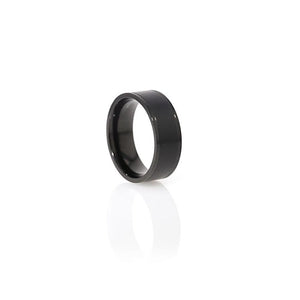 Brushed Black Titanium Wedding Band with Polished Grooved Edges