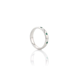 Domed Tungsten Wedding Ring with 3 Emerald Gemstones