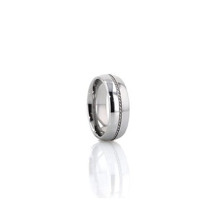 Rope Twisted Center Silver Inlaid Tungsten Ring