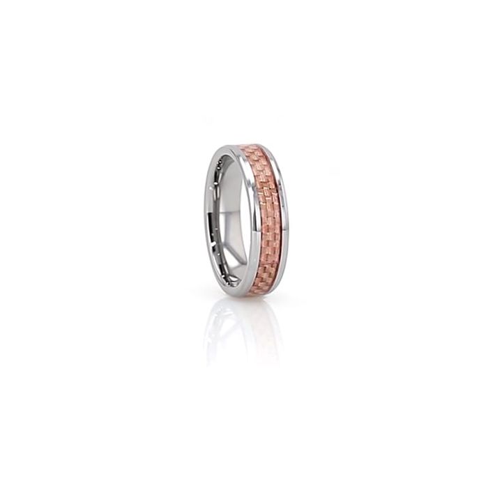 Tungsten Ring Pink Carbon Fiber Inlay