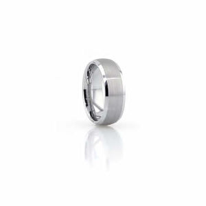 Round Satin Tungsten Ring with Polished Bevel Edge