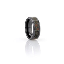 Load image into Gallery viewer, Fossilized Dinosaur Coprolite Inlay Black Ceramic Ring, Beveled