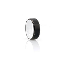 Load image into Gallery viewer, Brushed Black Tungsten Carbide Ring with White Interior, Beveled