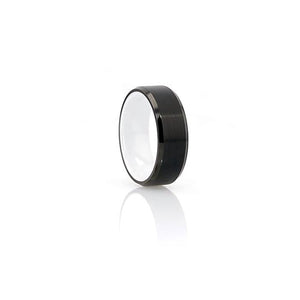 Brushed Black Tungsten Carbide Ring with White Interior, Beveled