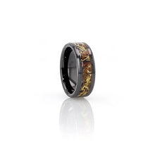 Load image into Gallery viewer, Grass Leaf Camo Inlay Black Ceramic Anniversary Ring