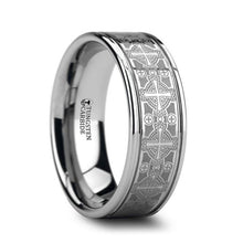 Load image into Gallery viewer, Cross Pattern Engraving on Tungsten Carbide Ring