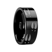 Load image into Gallery viewer, Deer Hooves Track Pattern Black Tungsten Ring