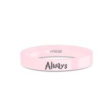 Load image into Gallery viewer, Wizard Font &quot;Always&quot; Laser Engraved Pink Ceramic Wedding Band